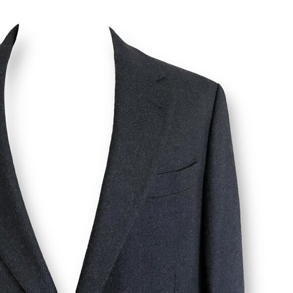 Oscar de la Renta Mens Blazer 43R Charcoal Gray Wool Flannel Two Button Jacket - Picture 5 of 11